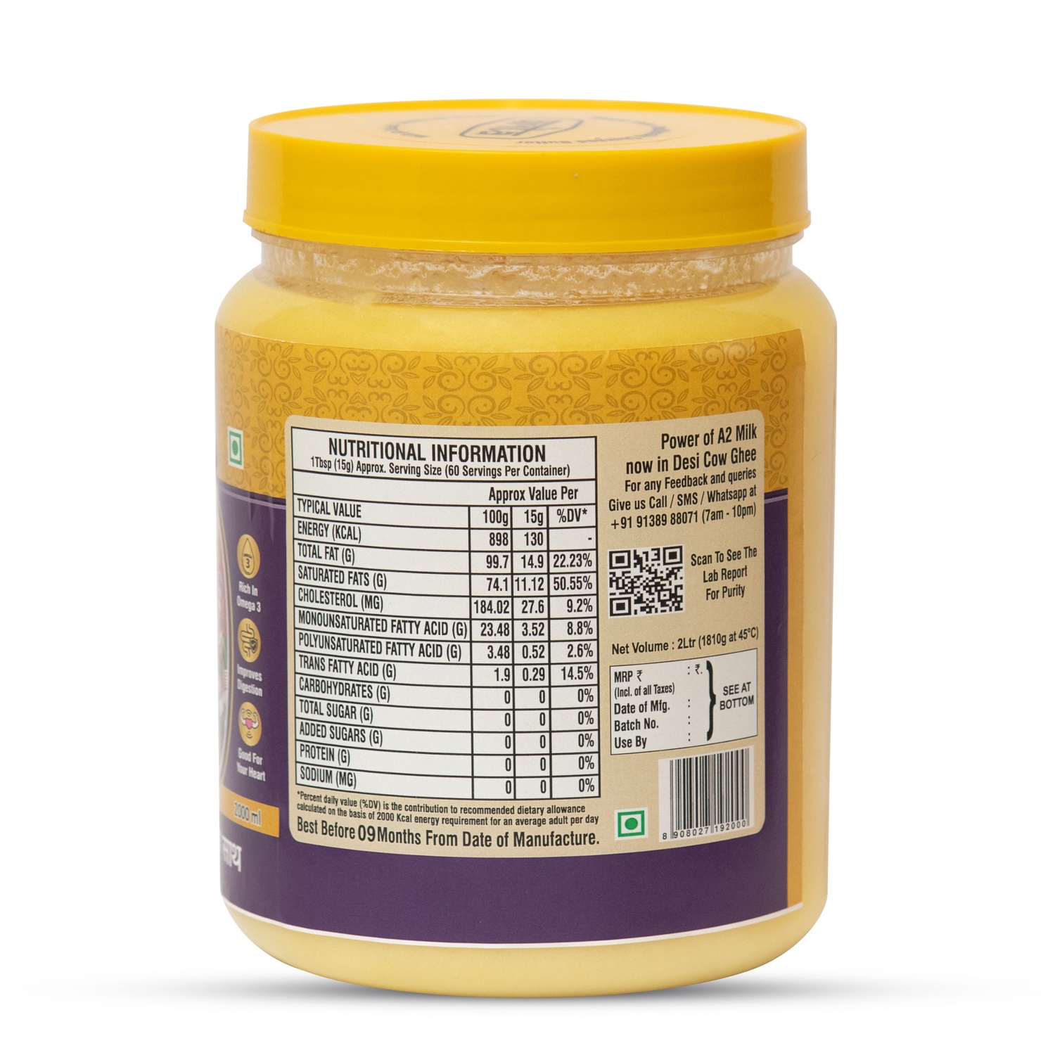 A2 Cow Ghee 5L Family Pack - Frothella Farms